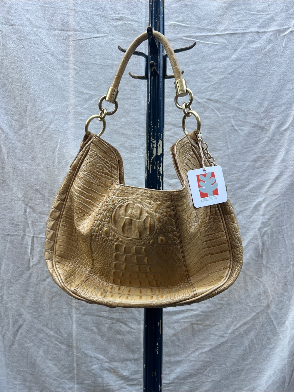 Brahmin Gold Croc-Embossed Shoulder Bag